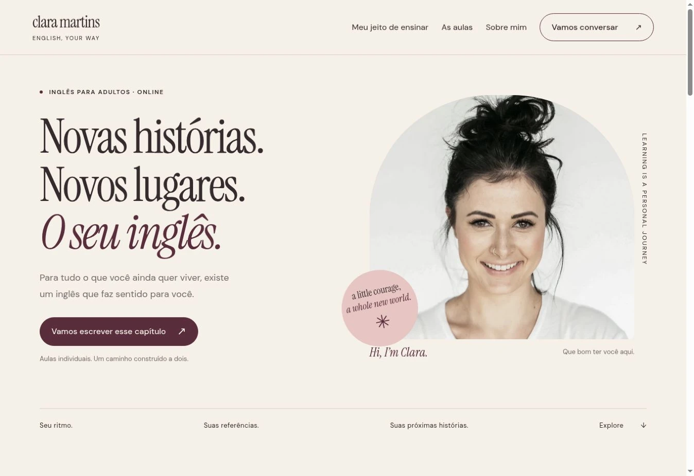 Captura real da página inicial do modelo Editorial no computador